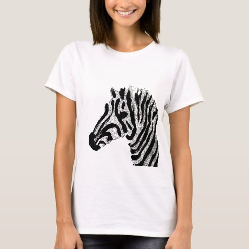 Zebra Print Black and White Stripes T_Shirt