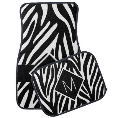 Animal Print Zebra Stripes Leopard Spots Green Car Mat