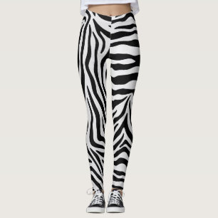 Zebra print black and white yoga pants