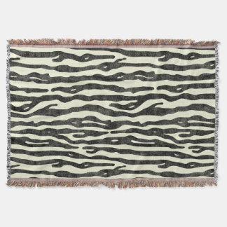 Zebra Print Black Beige Distressed Vintage Animal Throw Blanket