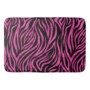 Zebra Print Black Hot Pink Bath Mat