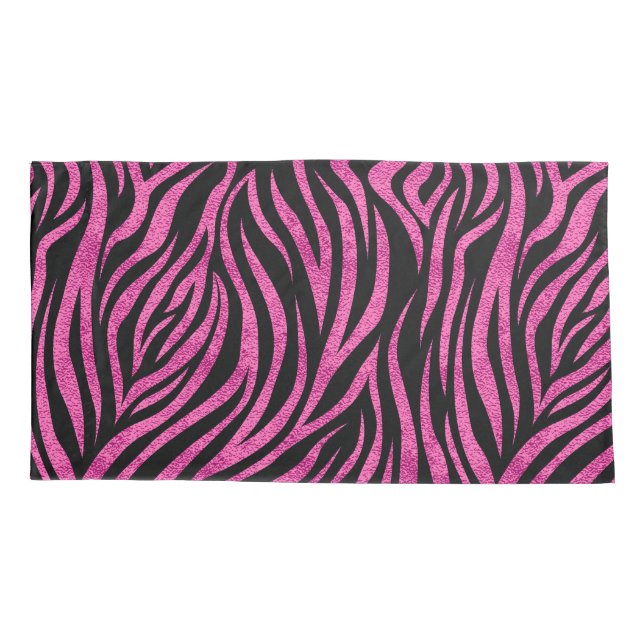 Zebra Print Black Hot Pink Pillow Case (Back)