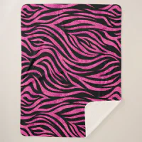 Zebra Print Black Hot Pink Sherpa Blanket | Zazzle