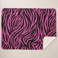 Zebra Print Black Hot Pink Sherpa Blanket | Zazzle
