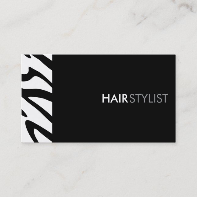 Zebra Print Black Modern Stylist Business Card (Front)