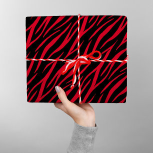 Zebra Print Black Red Cute Modern Xmas Pattern Wrapping Paper