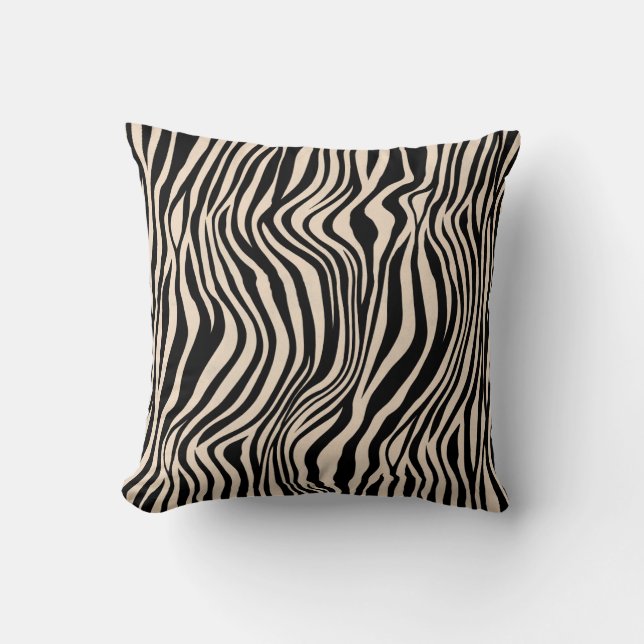 Zebra Print Black White Abstract Throw Pillow (Front)