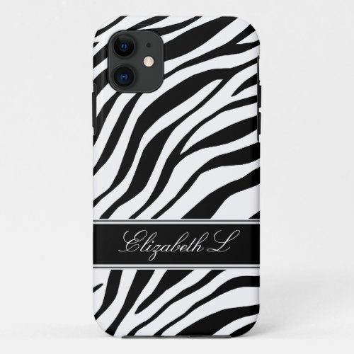 Zebra Print Black  White iPhone 5 Case