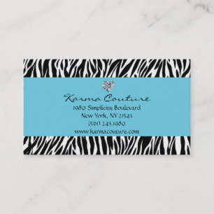 zebra print blue w/ heart shaped diamond business card