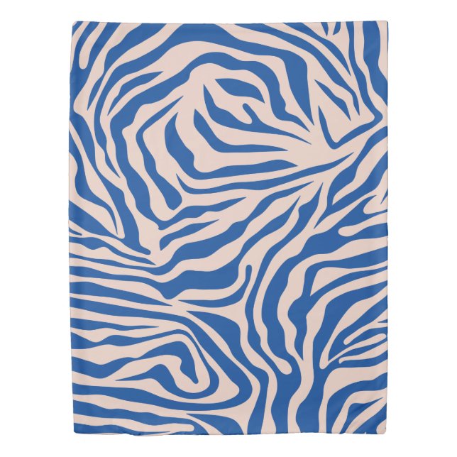 Zebra Print Blue Zebra Stripes Animal Print Duvet Cover (Front)