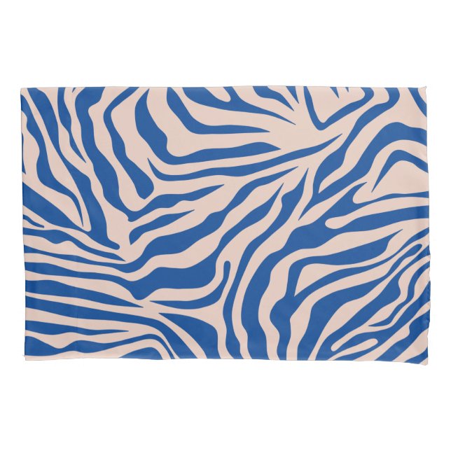 Zebra Print Blue Zebra Stripes Animal Print Pillow Case (Front)