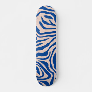 Zebra Print Blue Zebra Stripes Animal Print Skateboard