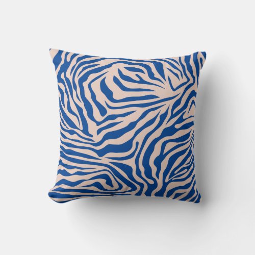 Zebra Print Blue Zebra Stripes Animal Print Throw Pillow