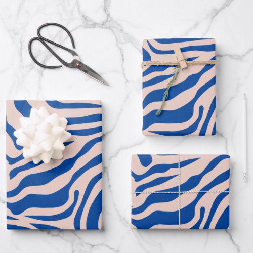 Zebra Print Blue Zebra Stripes Animal Print Wrapping Paper Sheets