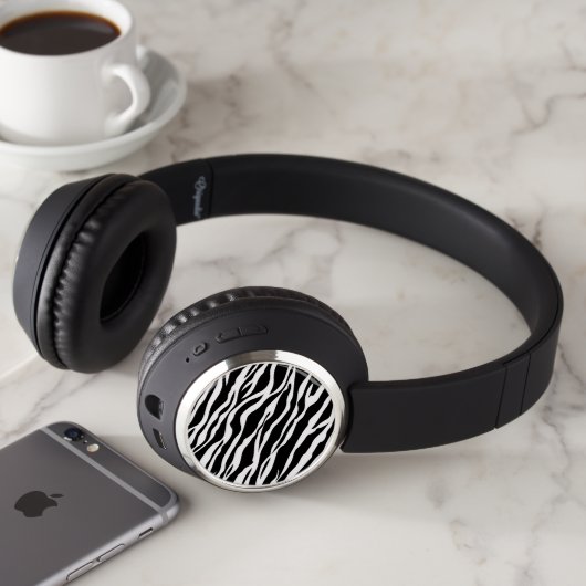 Zebra Print Bluetooth Headphones (In Situ)