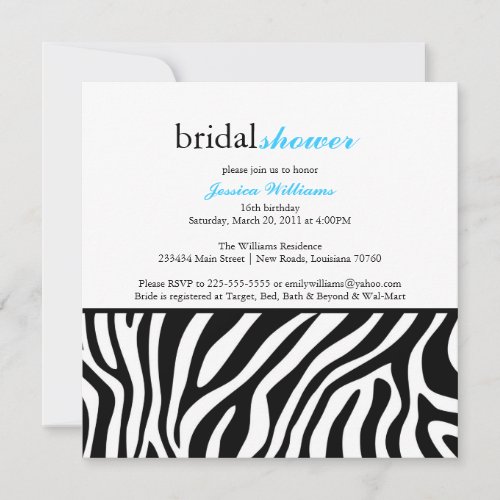 Zebra Print Bridal Shower Announcement