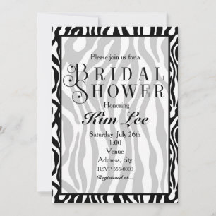 Zebra Print Bridal Shower Typography Invitation