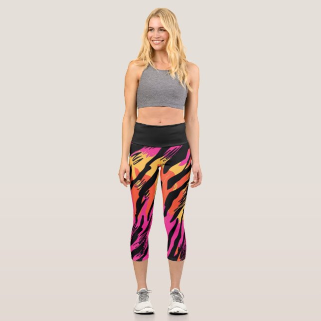 Zebra print bright colors leggings for her (Front)