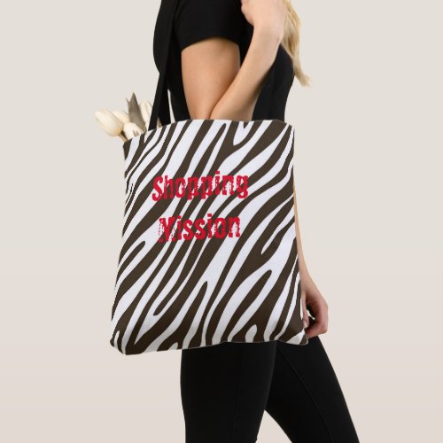 Zebra Print Brown  White Tote Bag