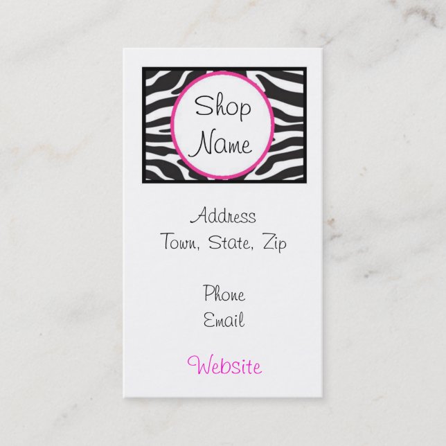 Zebra Print Business Card (Front)
