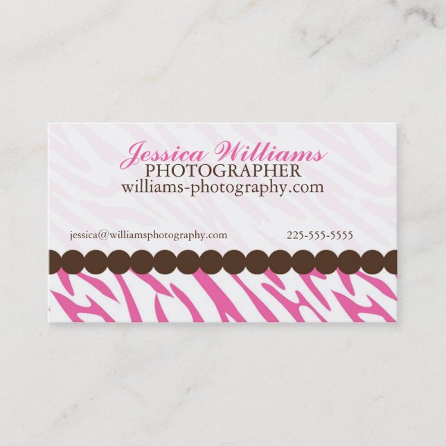 Zebra Print Business Card (Front)