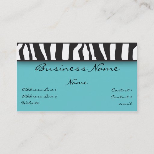Customizable Zebra Print Business Card
