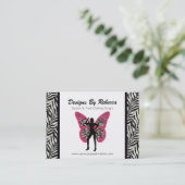 Zebra Print Butterfly Business Card (Standing Front)