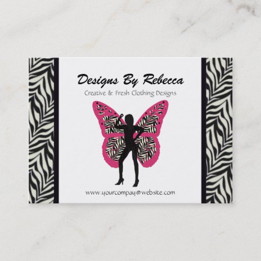 Customizable Zebra Print Butterfly Business Card