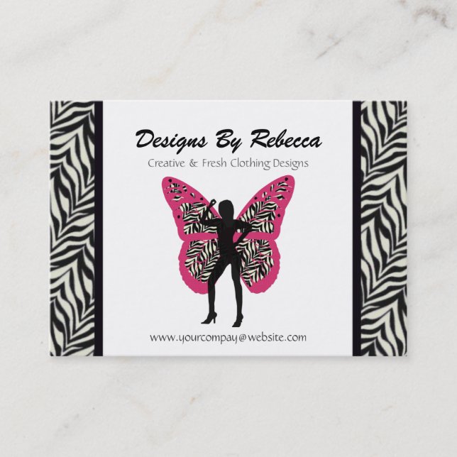 Zebra Print Butterfly Business Card (Front)