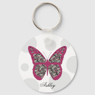 Zebra Print Butterfly Keychain