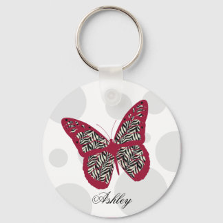 Zebra Print Butterfly Keychain
