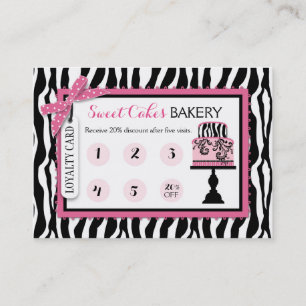 Zebra Print Cake Bakery Business Loyalty Card
