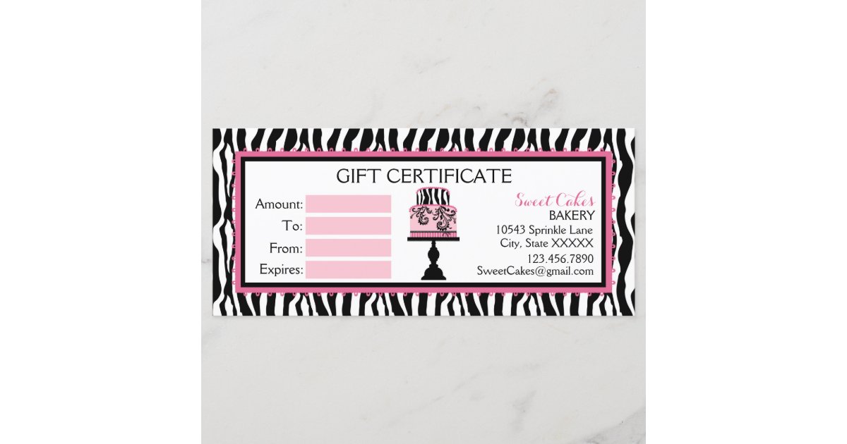 zebra-print-cake-bakery-gift-certificate-zazzle