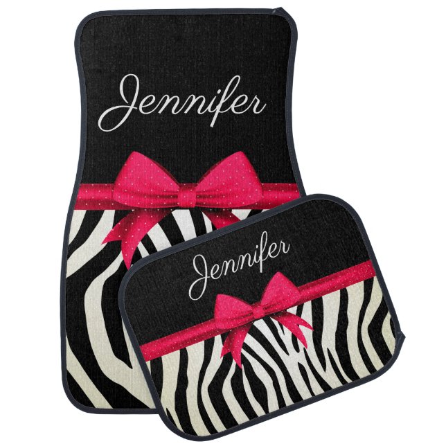 Zebra Print Car Floor Mat (Set)