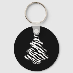 Zebra Print Christmas Tree Pajama Xmas Animal Love Keychain
