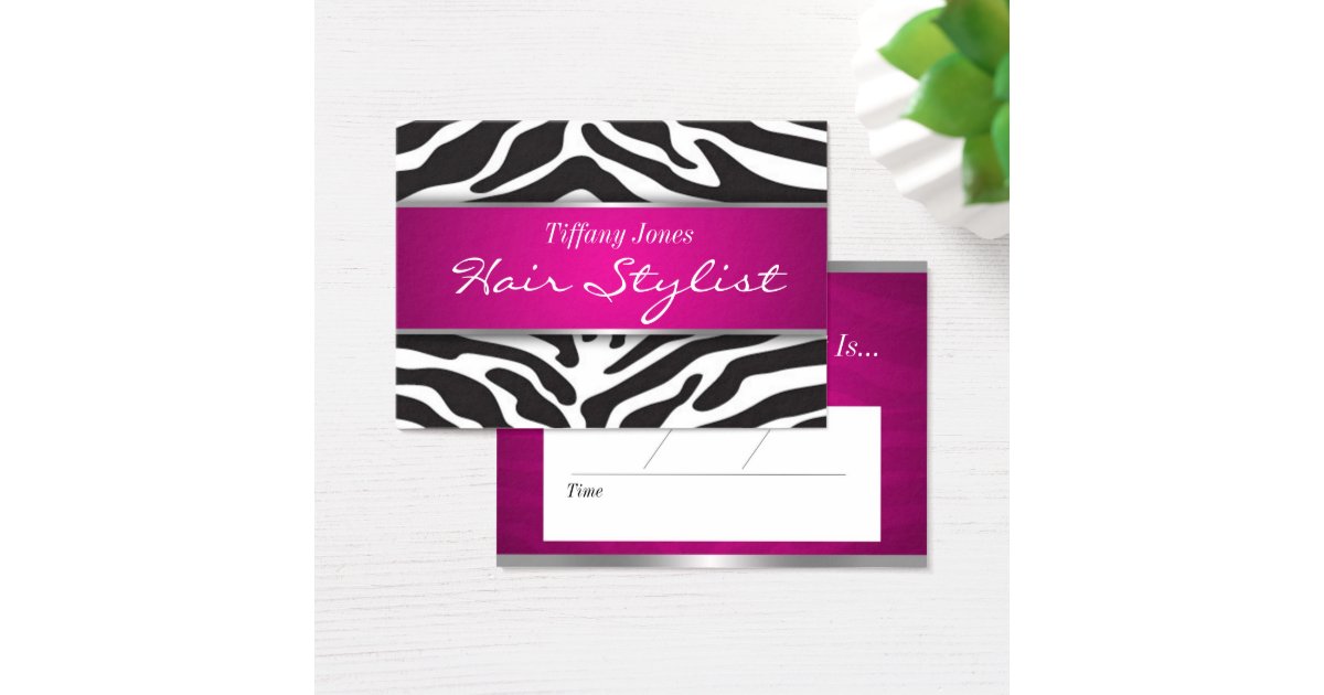 Zebra Print Cosmetology Appointment Card Zazzle