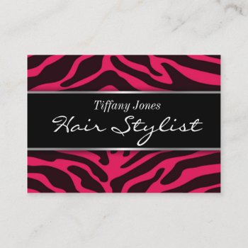 Zebra Print Cosmetology Appointment Card (pink) by geniusmomentbranding at Zazzle