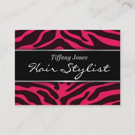 Zebra Print Cosmetology Appointment Card (pink)