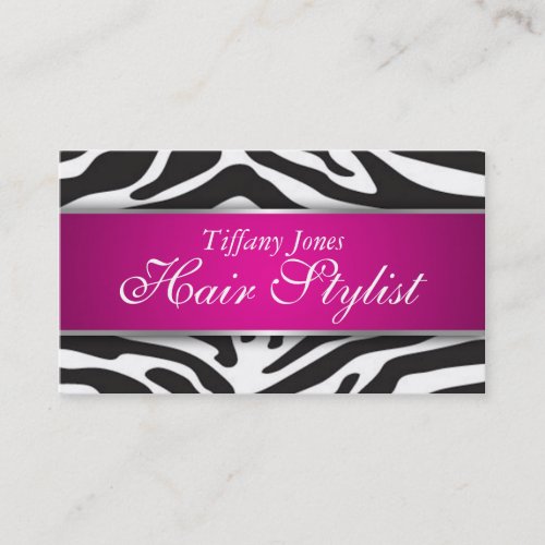 Zebra Print Cosmetology Business Card