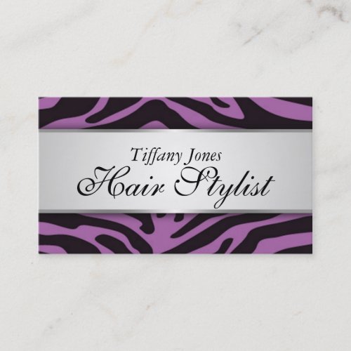 Zebra Print Cosmetology Business Card (Lavender)