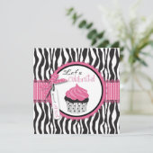 Zebra Print & Cupcake Baby Shower Invitation (Standing Front)