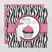 Zebra Print & Cupcake Baby Shower Invitation (Front/Back)