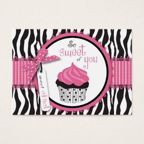 Zebra Print &amp; Cupcake Thank You Notecard Business Card