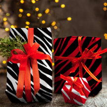Zebra Print Cute Modern Red White Black Christmas