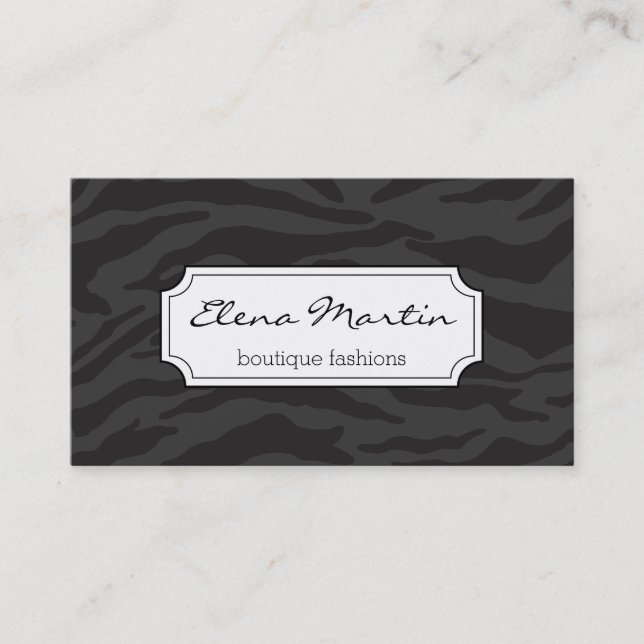 Zebra Print | Dark Gray Business Card (Front)