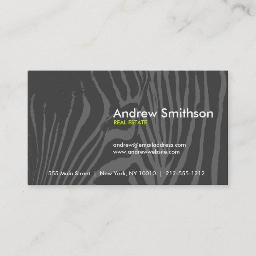 Customizable ZEBRA PRINT Dark Gray Business Card