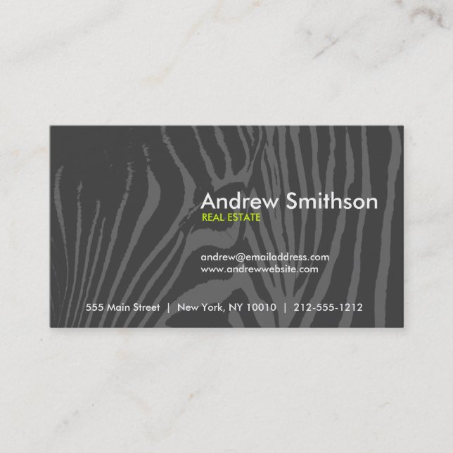 ZEBRA PRINT Dark Gray Business Card (Front)