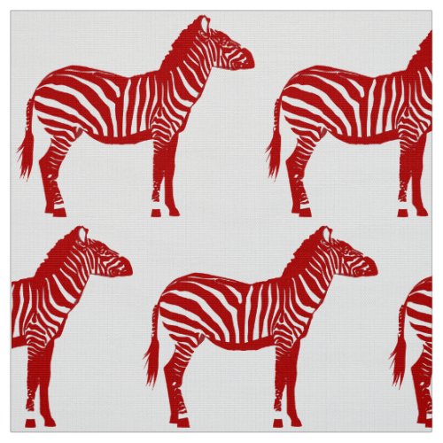 Zebra Print _ Deep Red and White Fabric