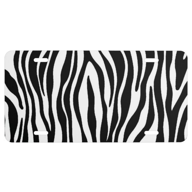 Zebra Print Design License Plate (Front)