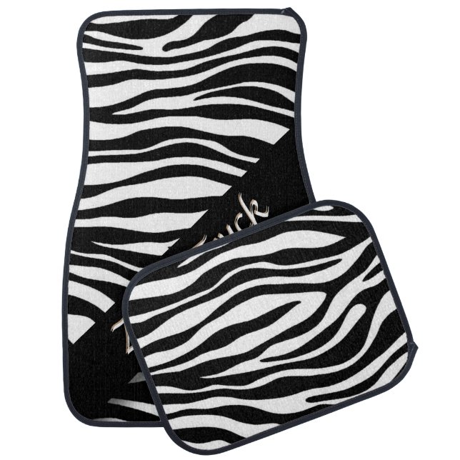 Zebra Print Design Personalized Car Mat (Set)